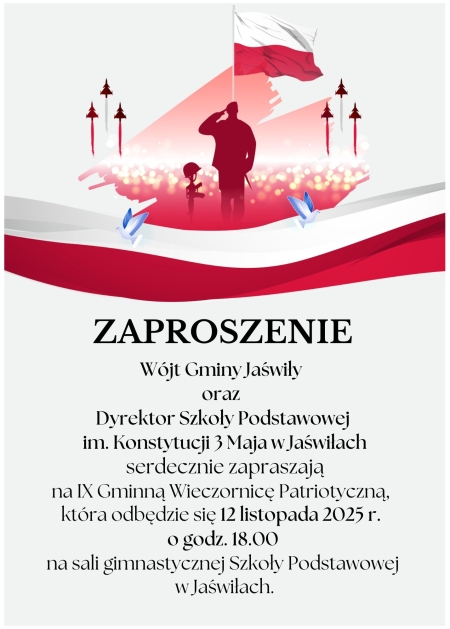 Zaproszenie na IX Gminną Wieczornicę Patriotyczną